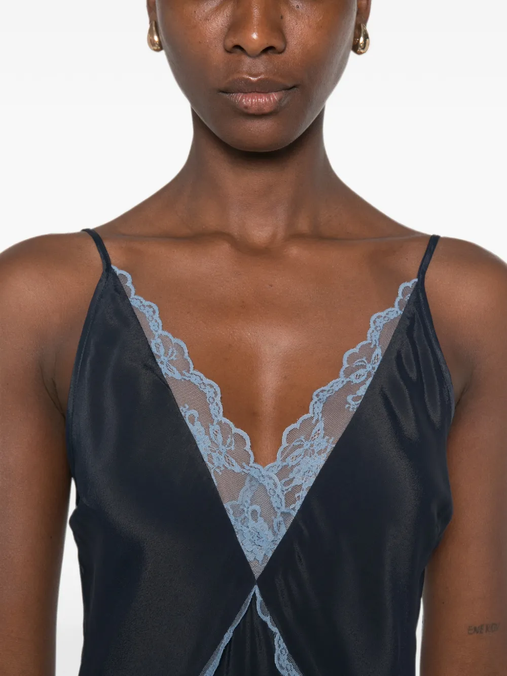 SIR. Elsie avondjurk met kant Blauw