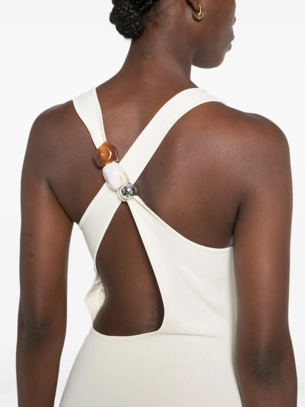 SIR. Saba midi-jurk met gekruiste achterkant Beige