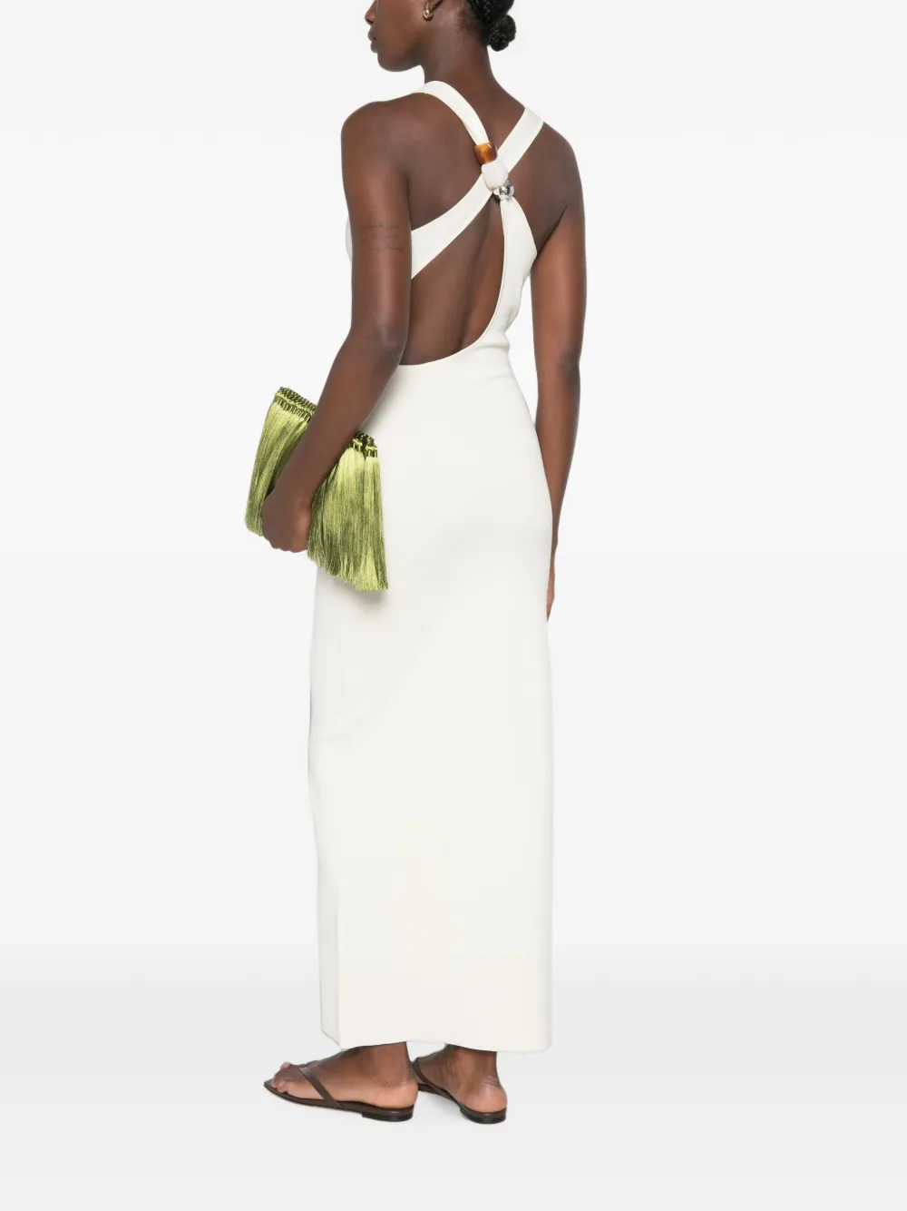 SIR. Saba midi-jurk met gekruiste achterkant Beige