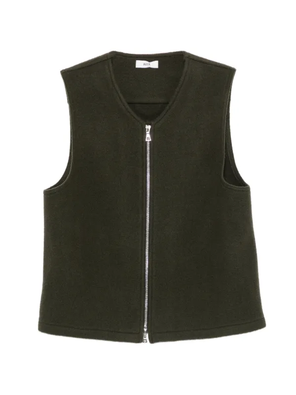 Rier Sleeveless Zip-fastening Gilet in Green