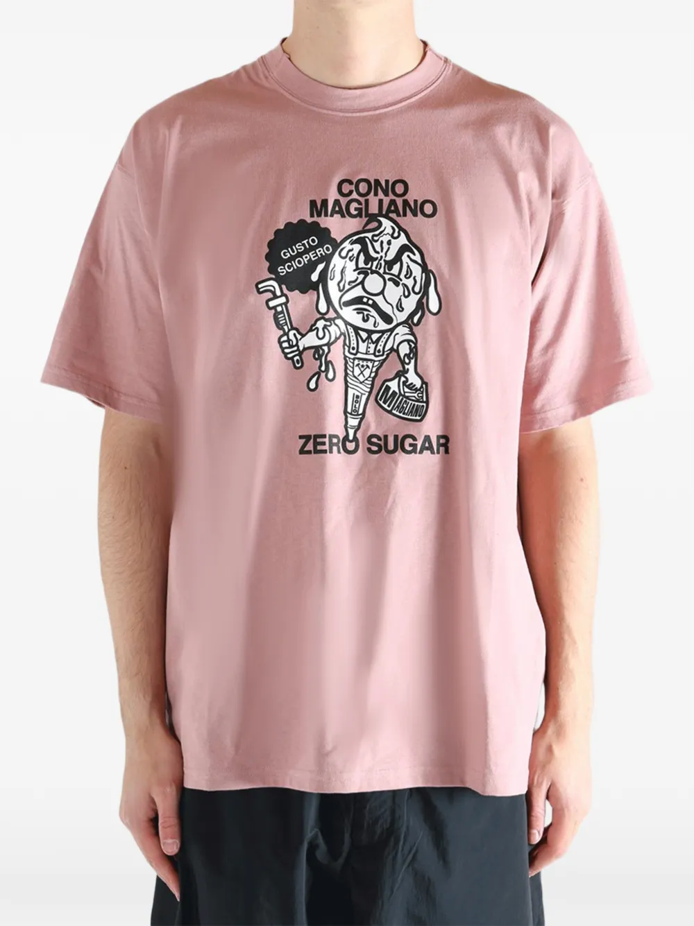 Magliano Gusto Sciopero Tee Rose grafische prints T-shirt Roze