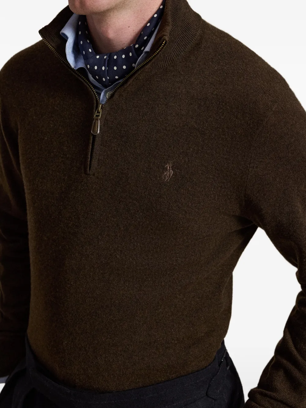 Polo Ralph Lauren Trui met borduurwerk en kwartrits Bruin