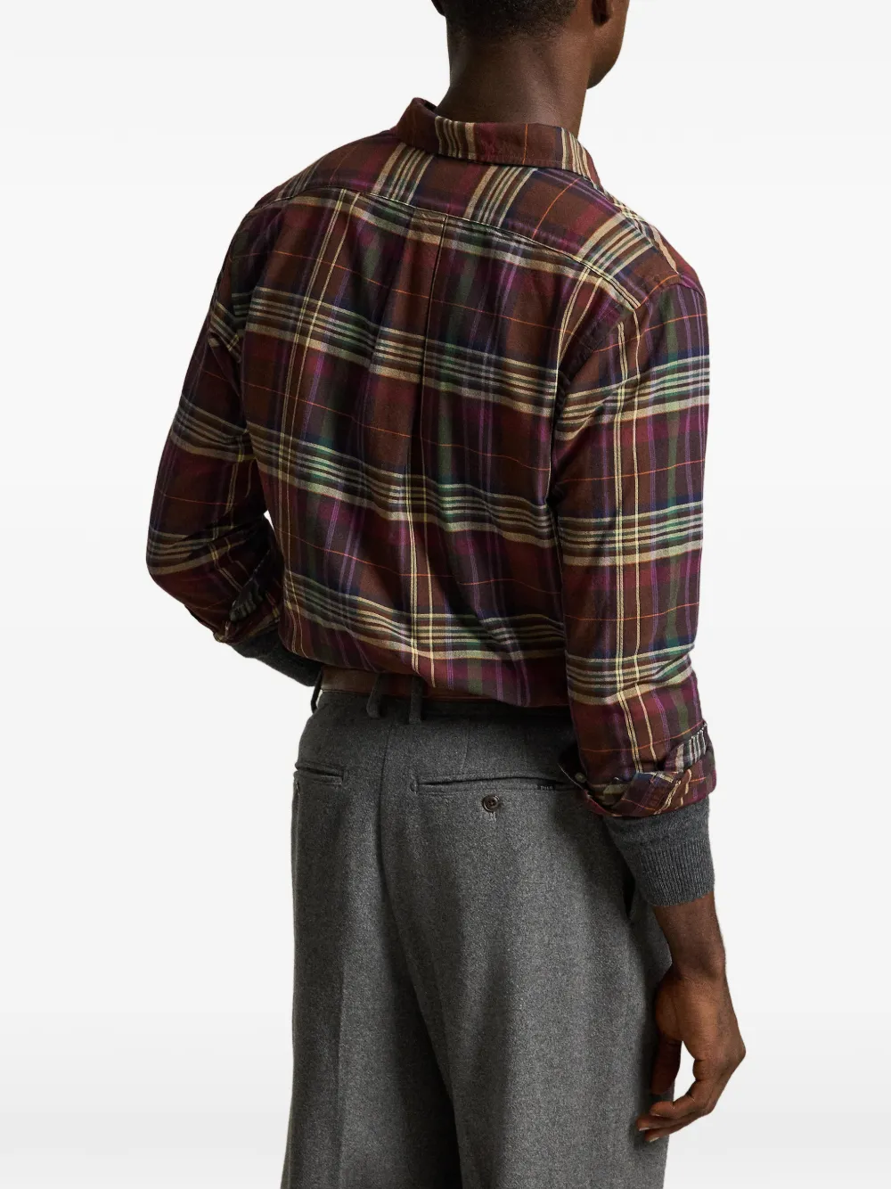 Polo Ralph Lauren Custom-Fit geruit Oxford overhemd Bruin