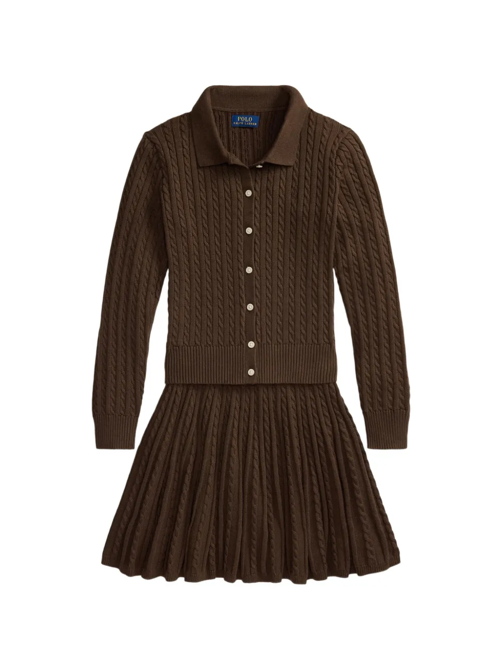 POLO RALPH LAUREN KIDS cotton Polo cardigan & skirt - Marrone