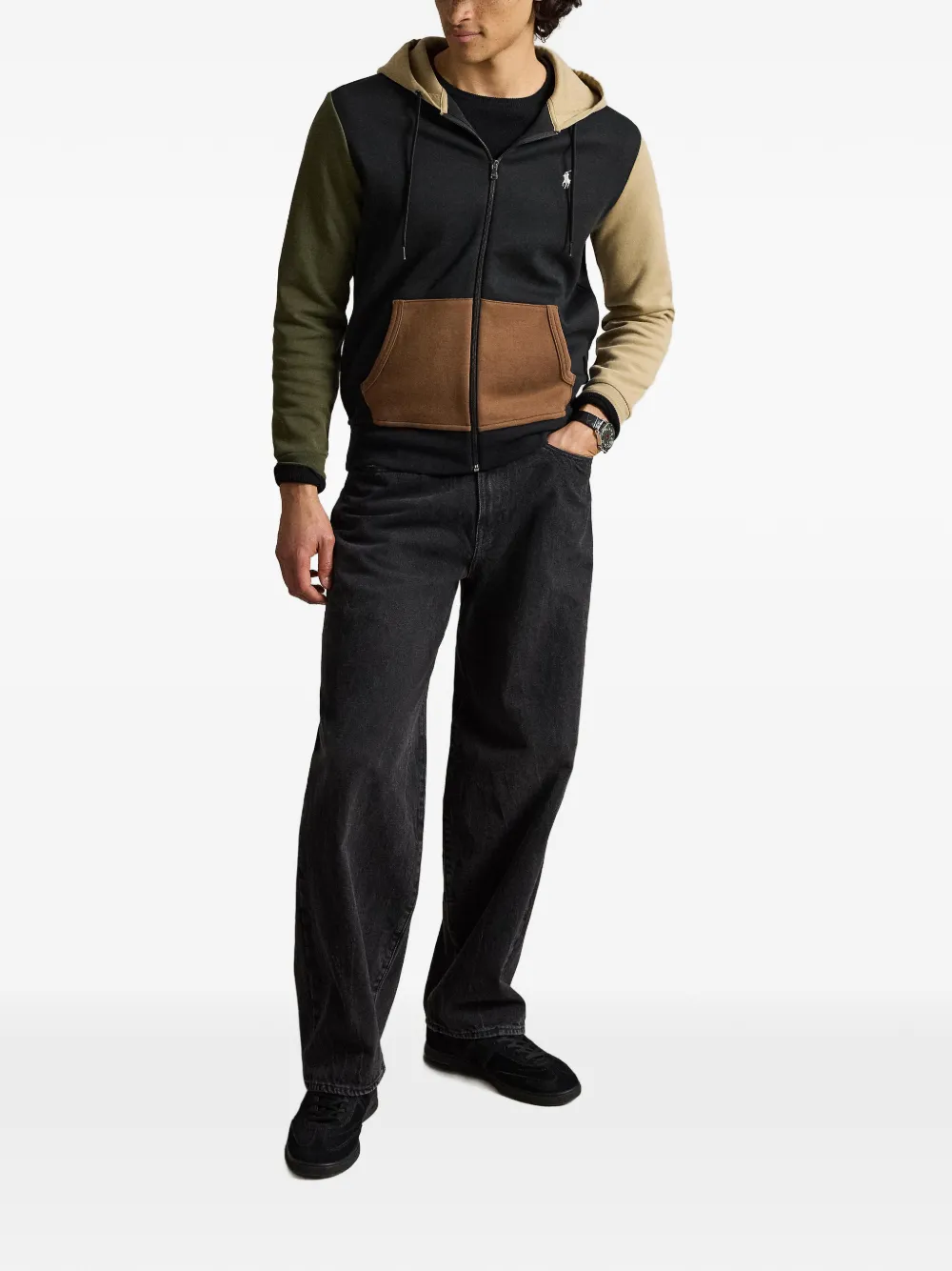 Polo Ralph Lauren Hoodie met geborduurd logo en colourblocking Zwart