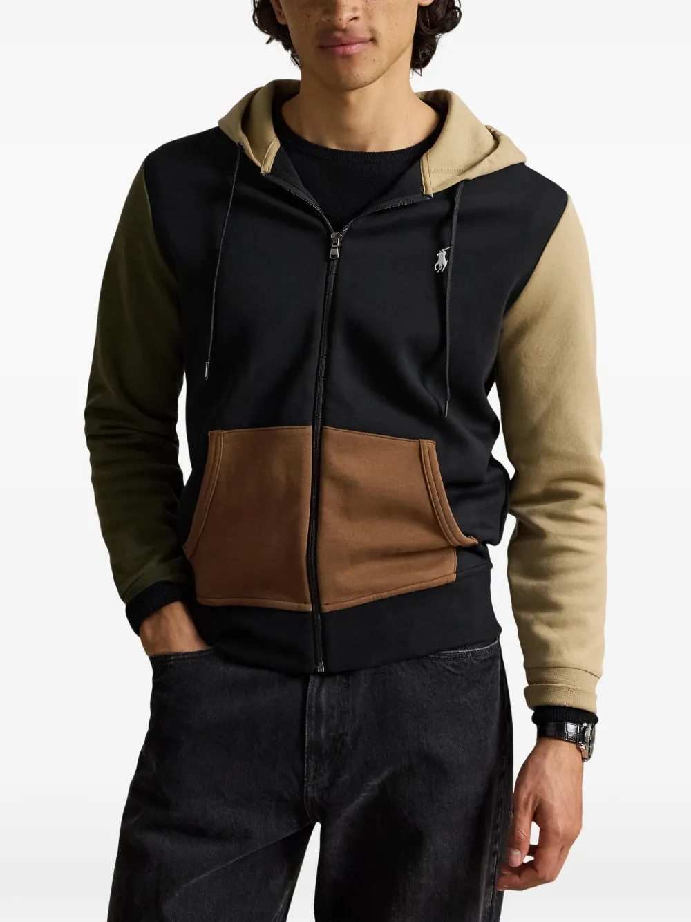 Polo Ralph Lauren Hoodie met geborduurd logo en colourblocking Zwart