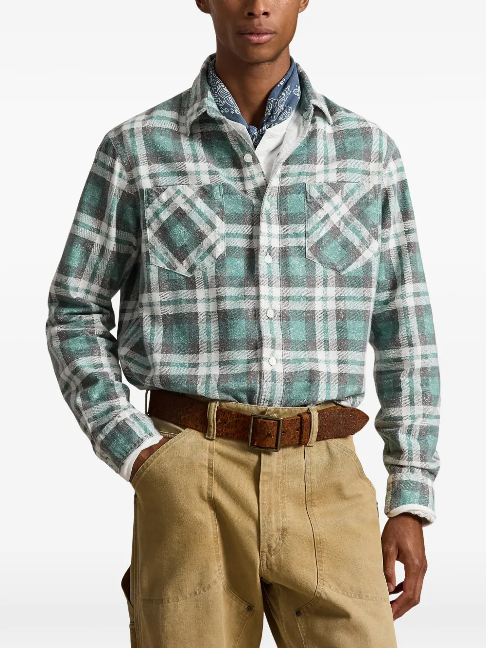 Polo Ralph Lauren Geruit flanellen workshirt met klassieke pasvorm Groen