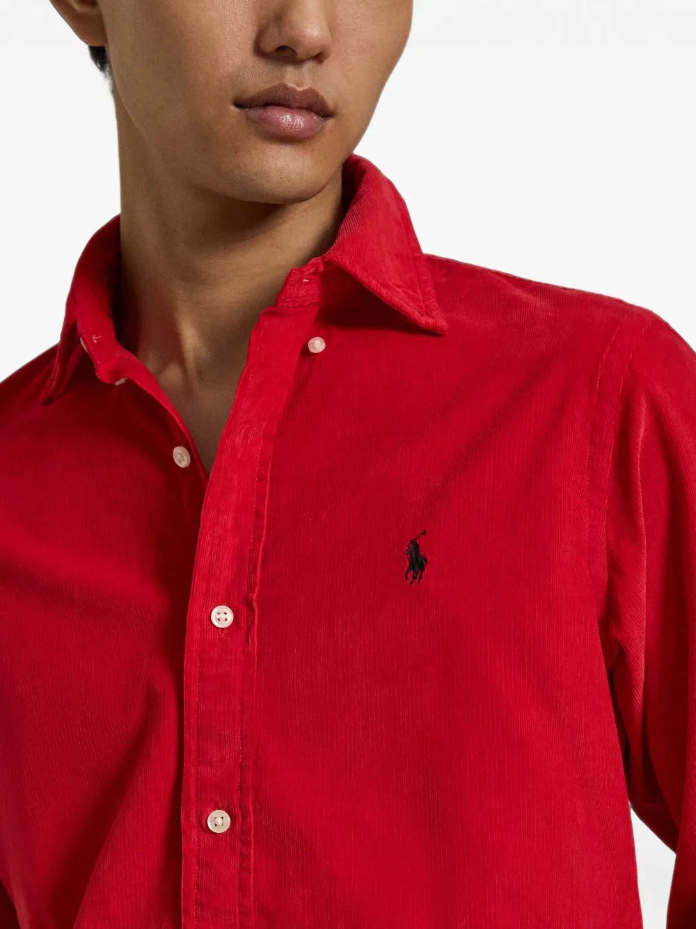 Polo Ralph Lauren Custom Fit ribfluwelen overhemd Rood