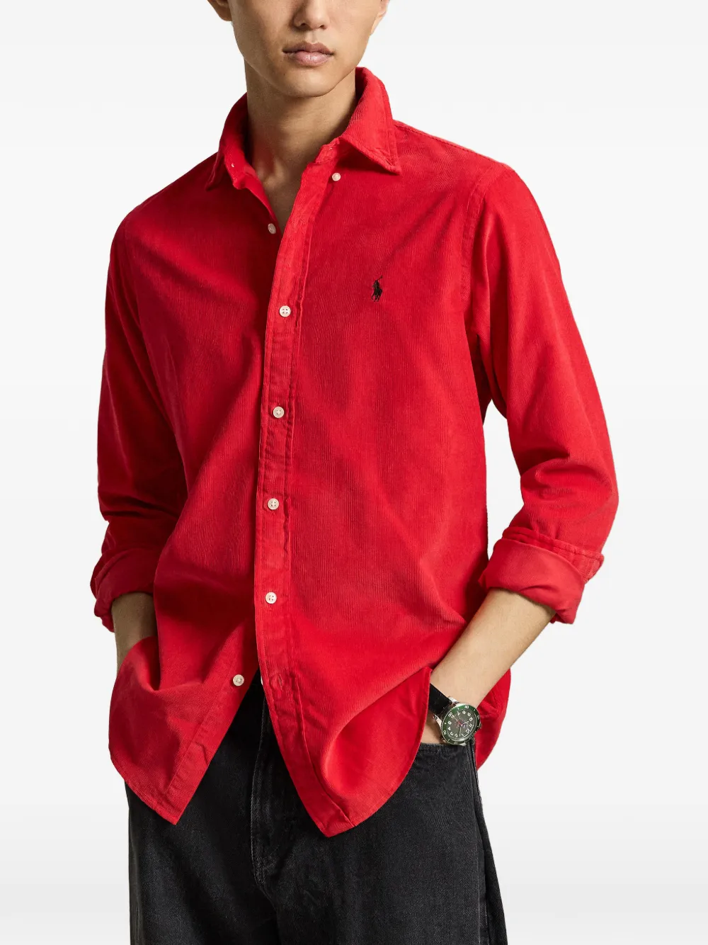 Polo Ralph Lauren Custom Fit ribfluwelen overhemd Rood