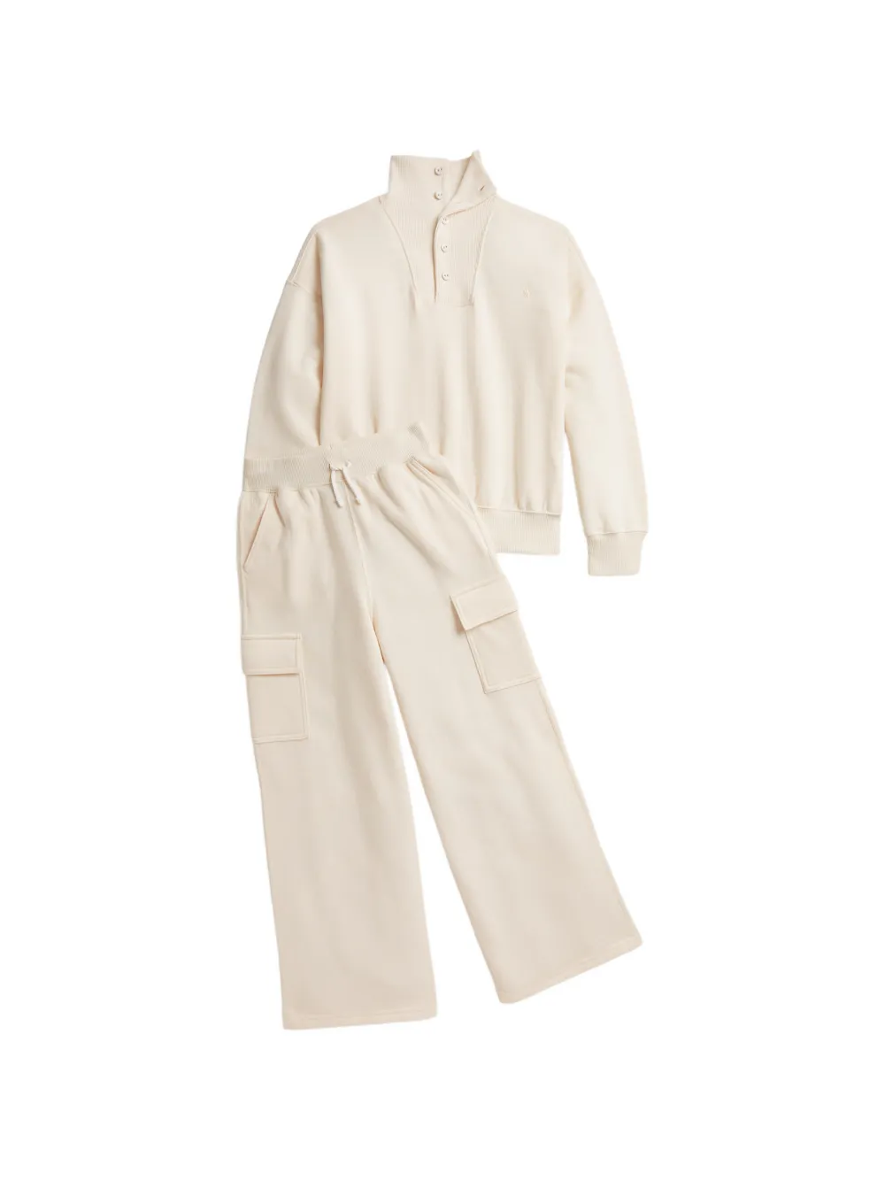 POLO RALPH LAUREN KIDS Sweater en cargo broek met wijde pijpen Wit