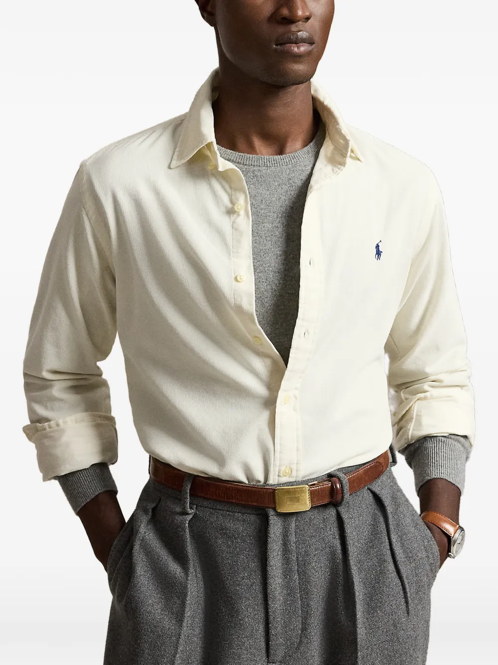 Polo Ralph Lauren Custom Fit ribfluwelen overhemd Wit