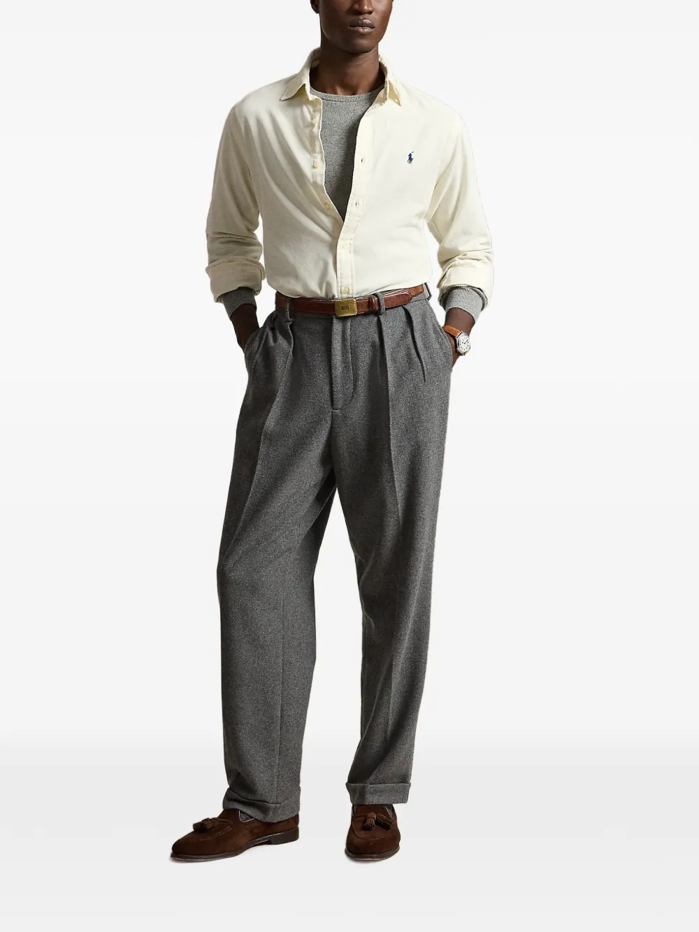 Polo Ralph Lauren Custom Fit ribfluwelen overhemd Wit