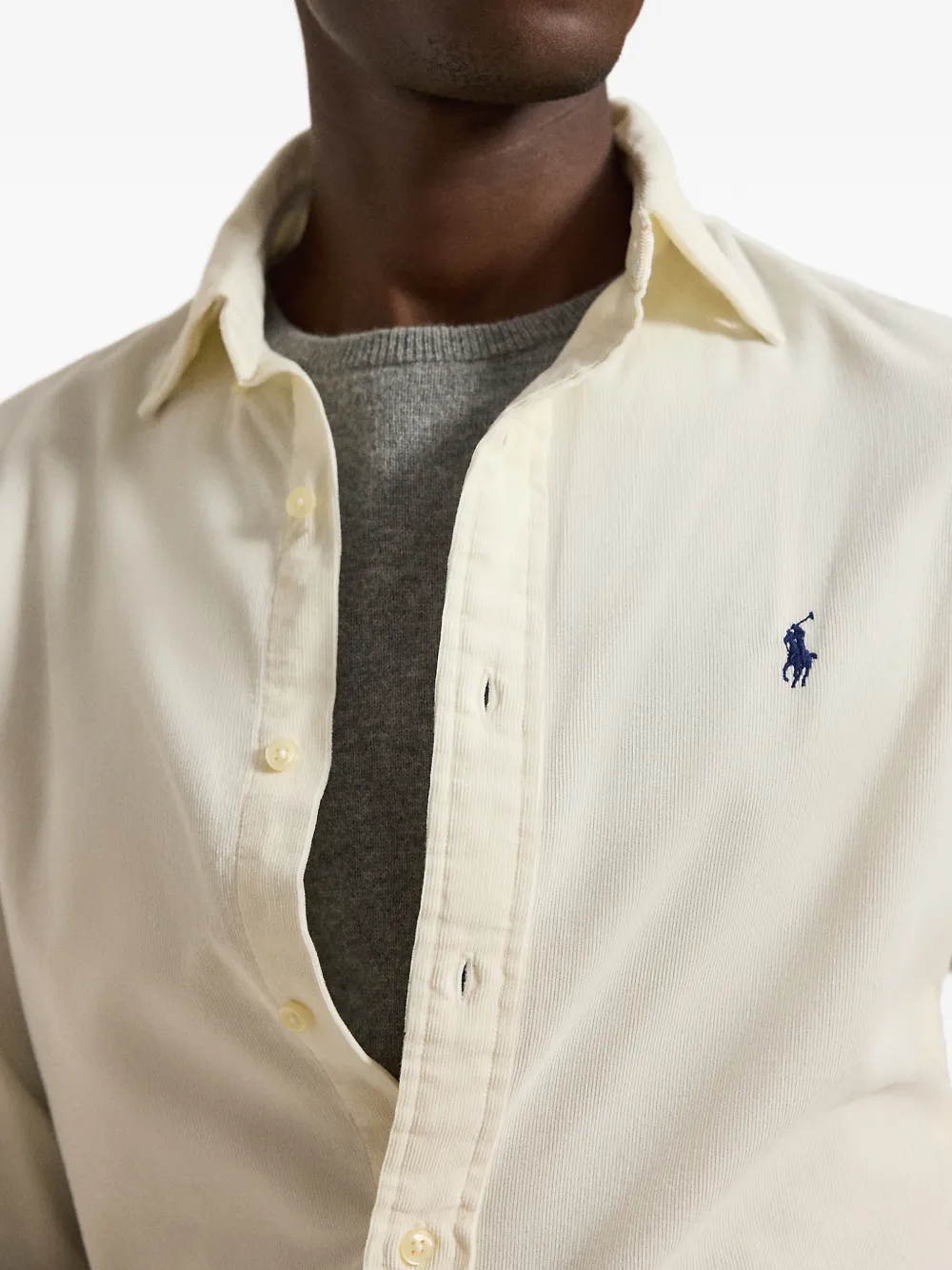 Polo Ralph Lauren Custom Fit ribfluwelen overhemd Wit