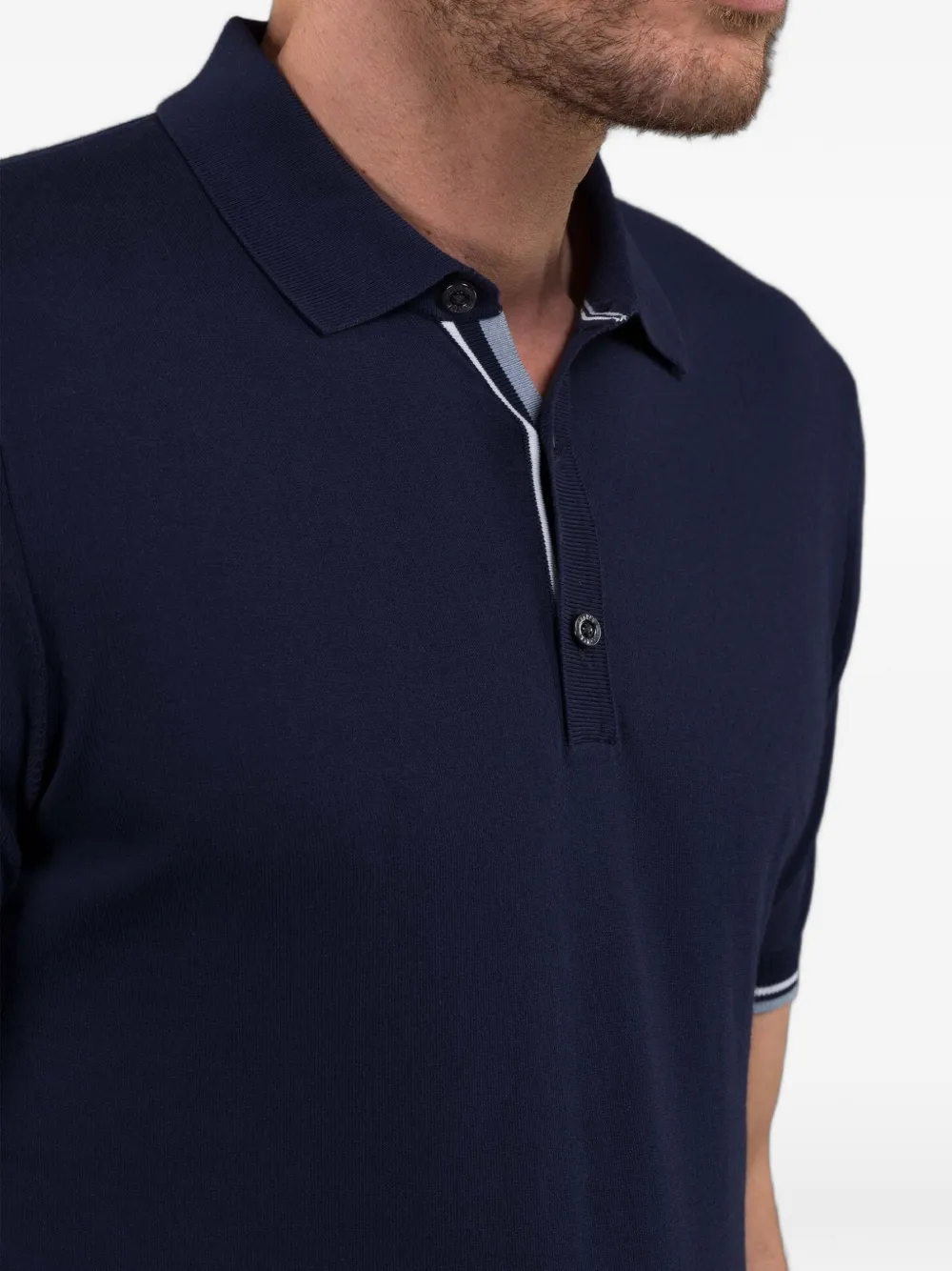 Moorer Adolfo-Cre poloshirt met knoopsluiting Blauw