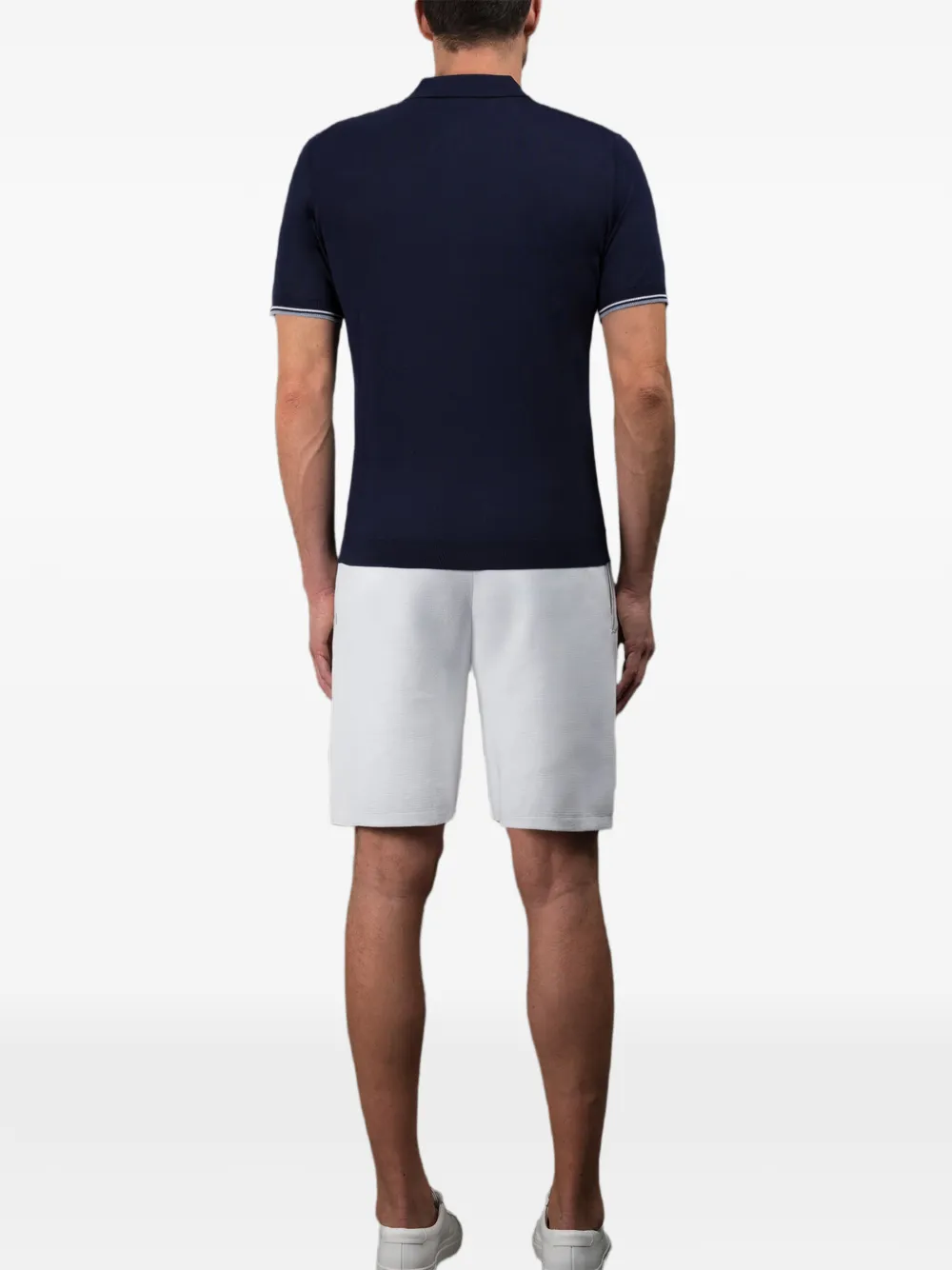 Moorer Adolfo-Cre poloshirt met knoopsluiting Blauw