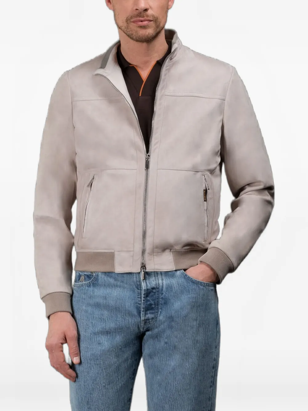 Moorer Maurilio-Cpf zip suede jacket - Toni neutri