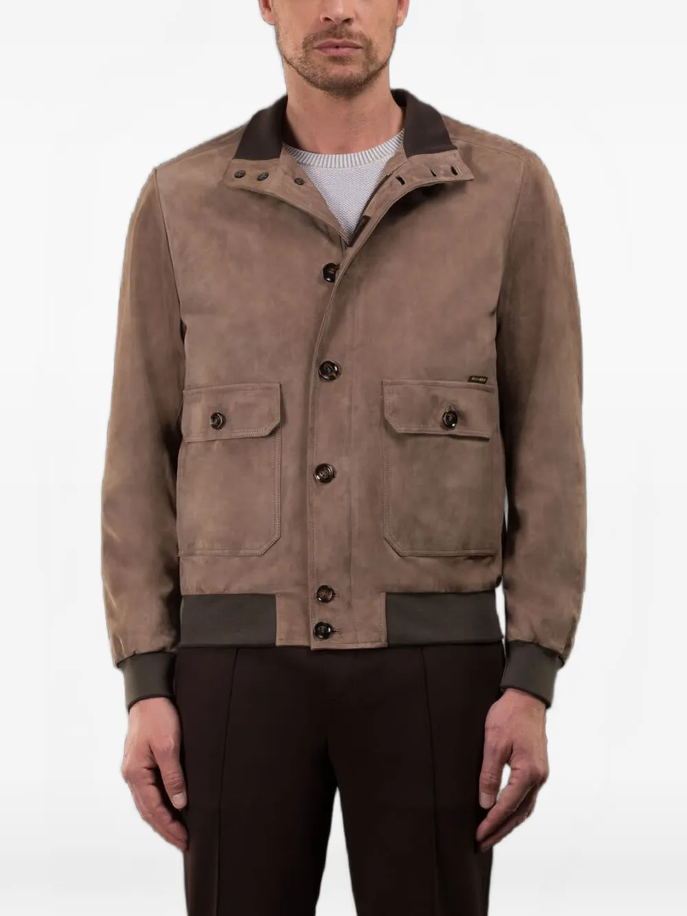 Moorer Carlos-Ur flap-pocket suede jacket - Marrone
