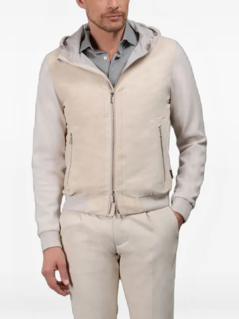 Moorer Cascella-Urm hooded zip suede jacket