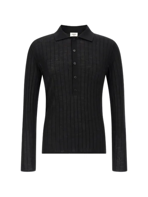 Saint Laurent pointelle wool polo shirt