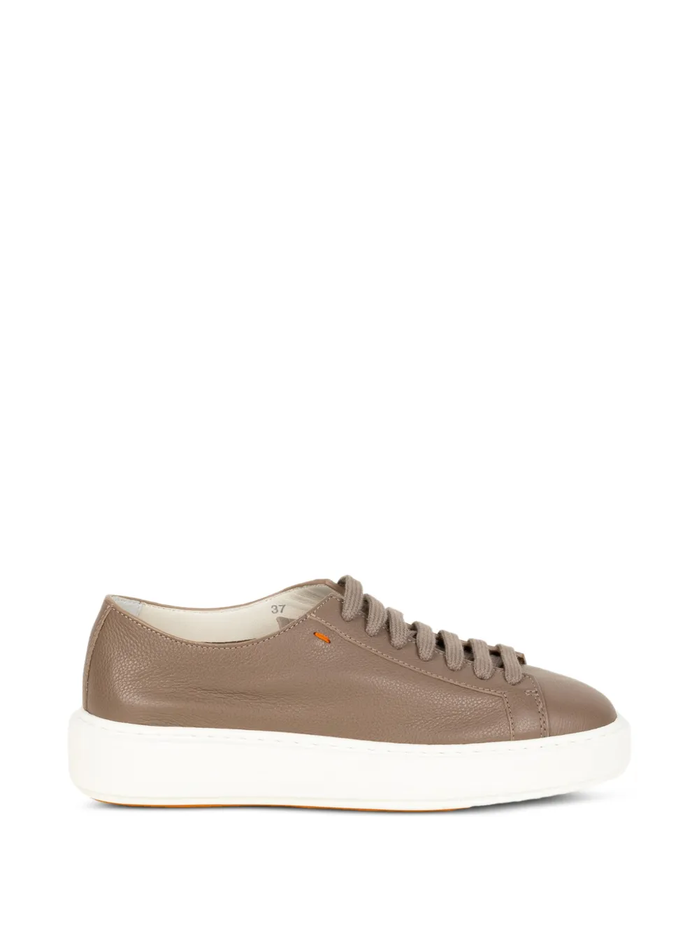 Santoni leather lace-up sneakers Beige