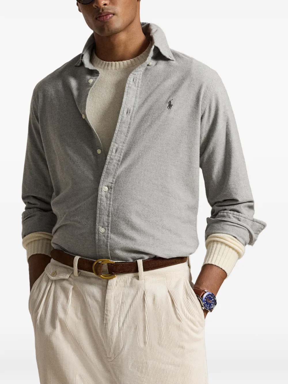 Polo Ralph Lauren Overhemd met geborduurd logo Grijs