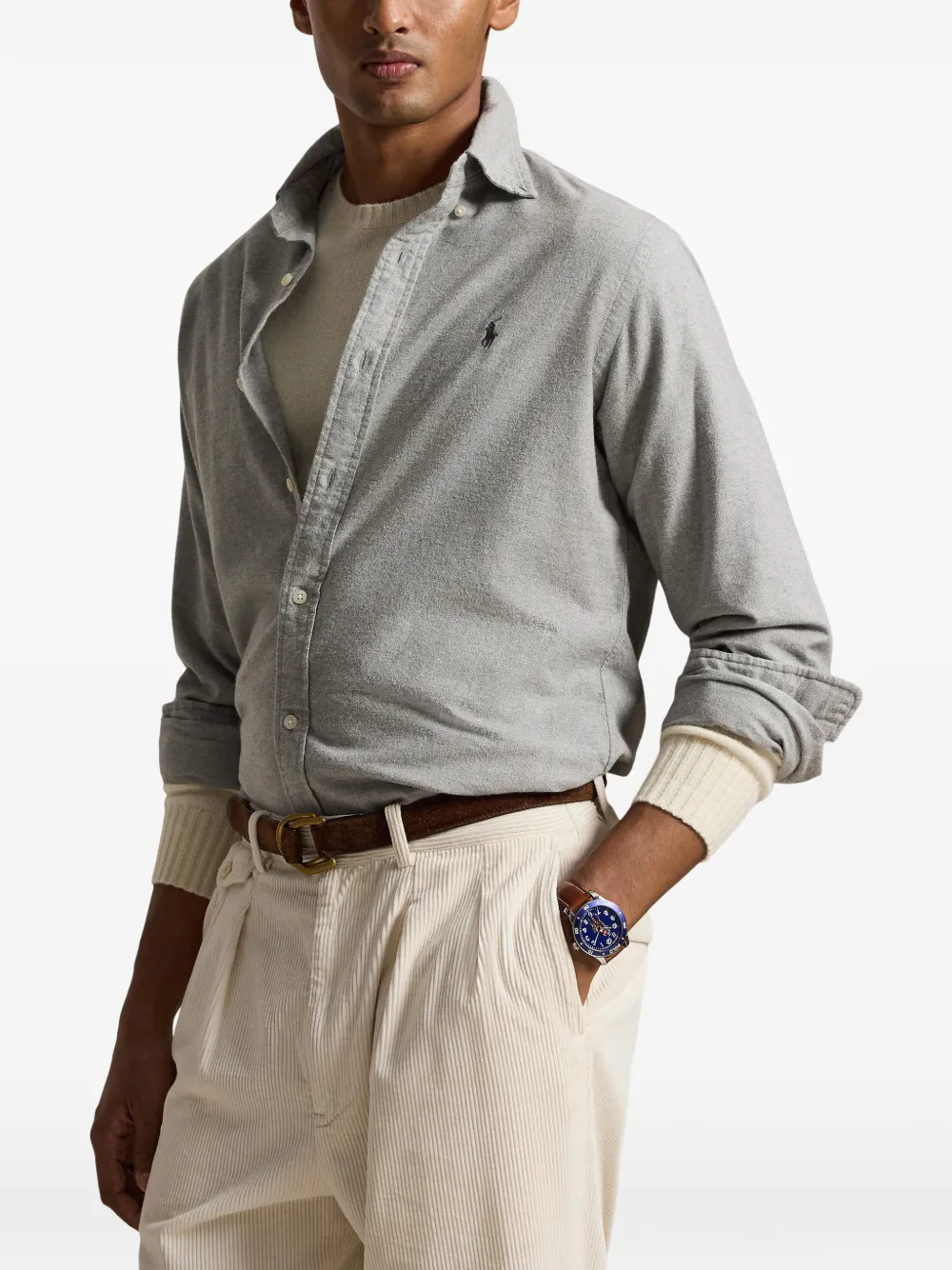 Polo Ralph Lauren Overhemd met geborduurd logo Grijs
