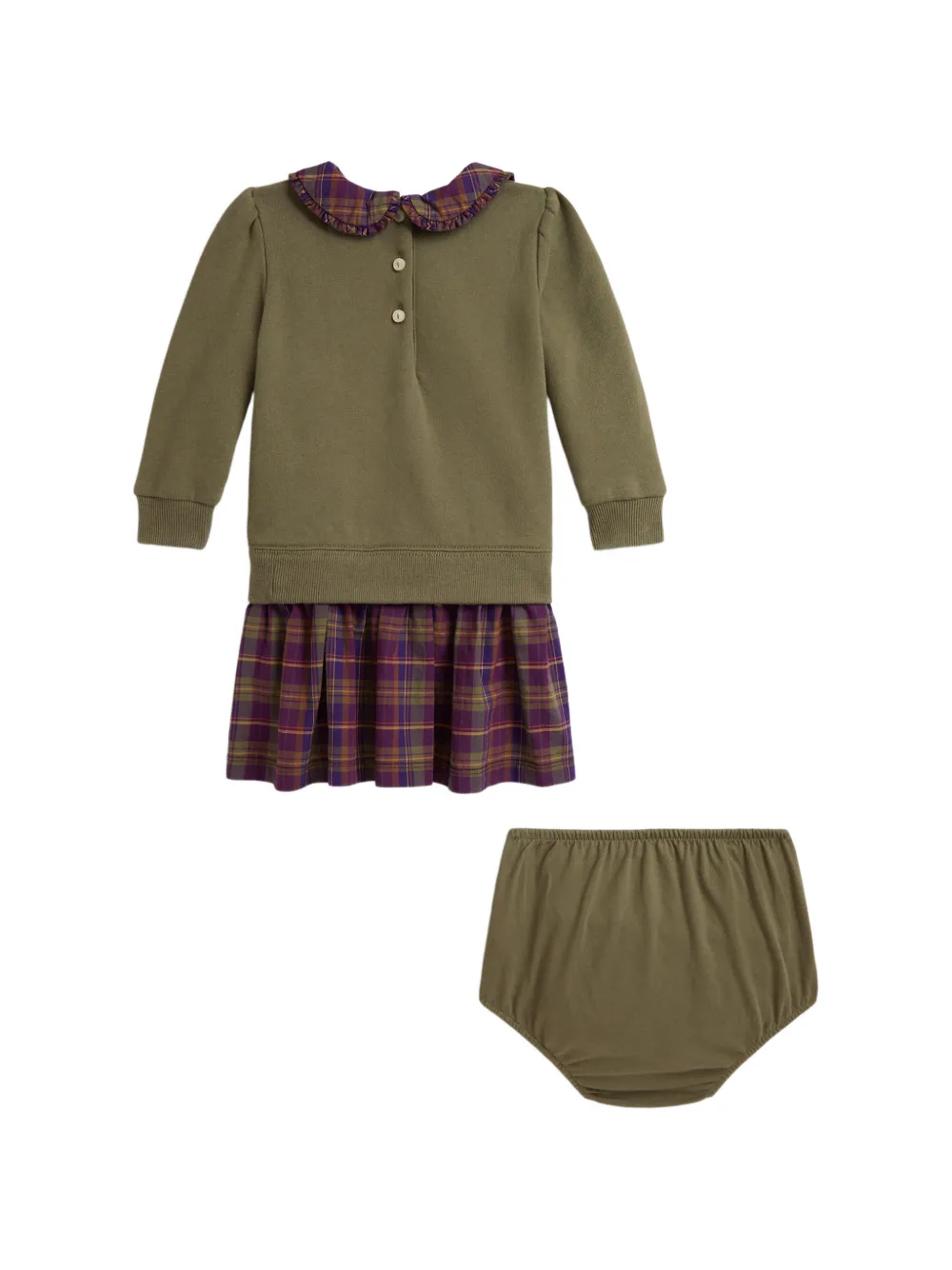 POLO RALPH LAUREN KIDS Polo Bear geruite jurk Groen