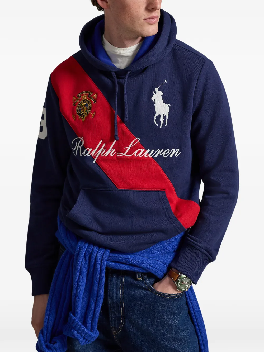 Polo Ralph Lauren Hoodie met geborduurd logo en sjerpdetail Blauw