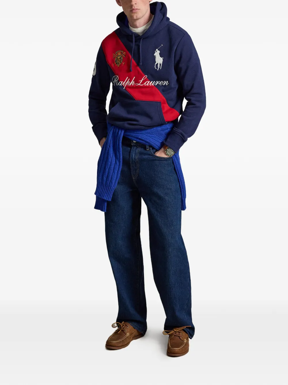 Polo Ralph Lauren Hoodie met geborduurd logo en sjerpdetail Blauw