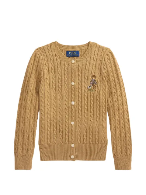 POLO RALPH LAUREN KIDS Polo Bear mini-cable cotton cardigan
