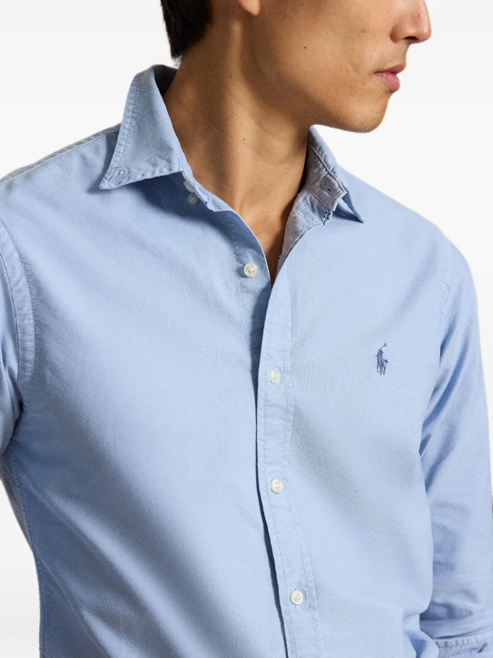 Polo Ralph Lauren Getailleerd Oxford overhemd met geverfd effect Blauw