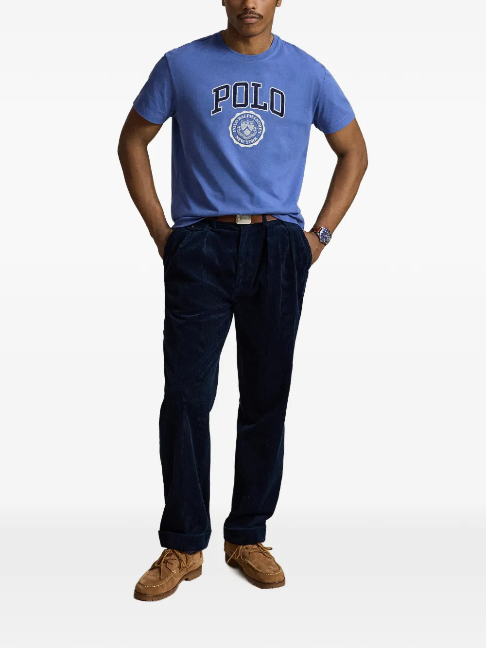 Polo Ralph Lauren T-shirt met logoprint en wapenschild Blauw