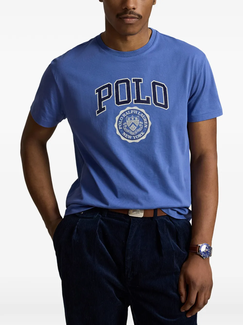 Polo Ralph Lauren T-shirt met logoprint en wapenschild Blauw