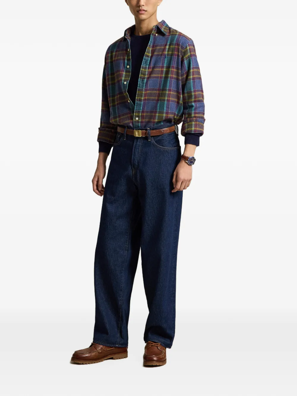 Polo Ralph Lauren Custom Fit geruit flanellen overhemd Blauw