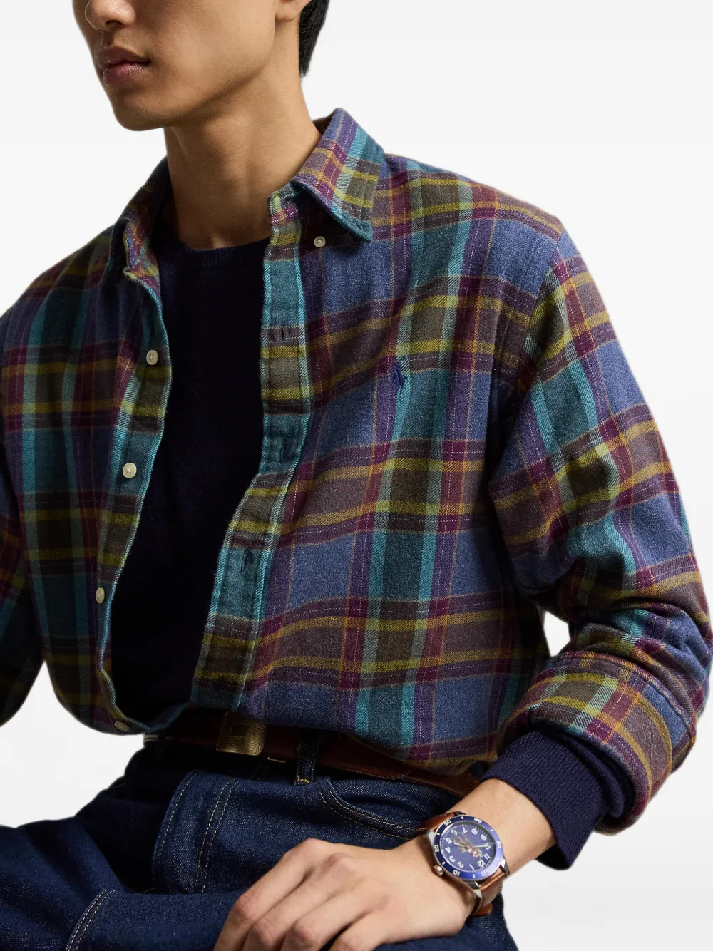 Polo Ralph Lauren Custom Fit geruit flanellen overhemd Blauw