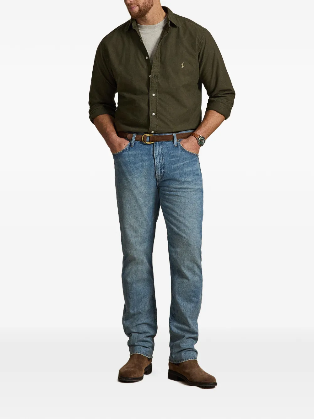 Polo Ralph Lauren Oxford overhemd met geverfd effect Groen
