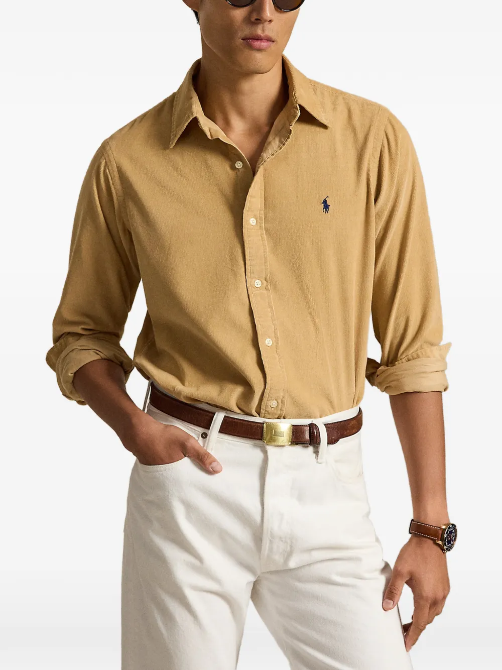 Polo Ralph Lauren Custom Fit ribfluwelen overhemd Beige