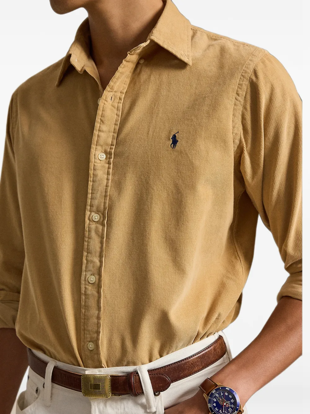 Polo Ralph Lauren Custom Fit ribfluwelen overhemd Beige