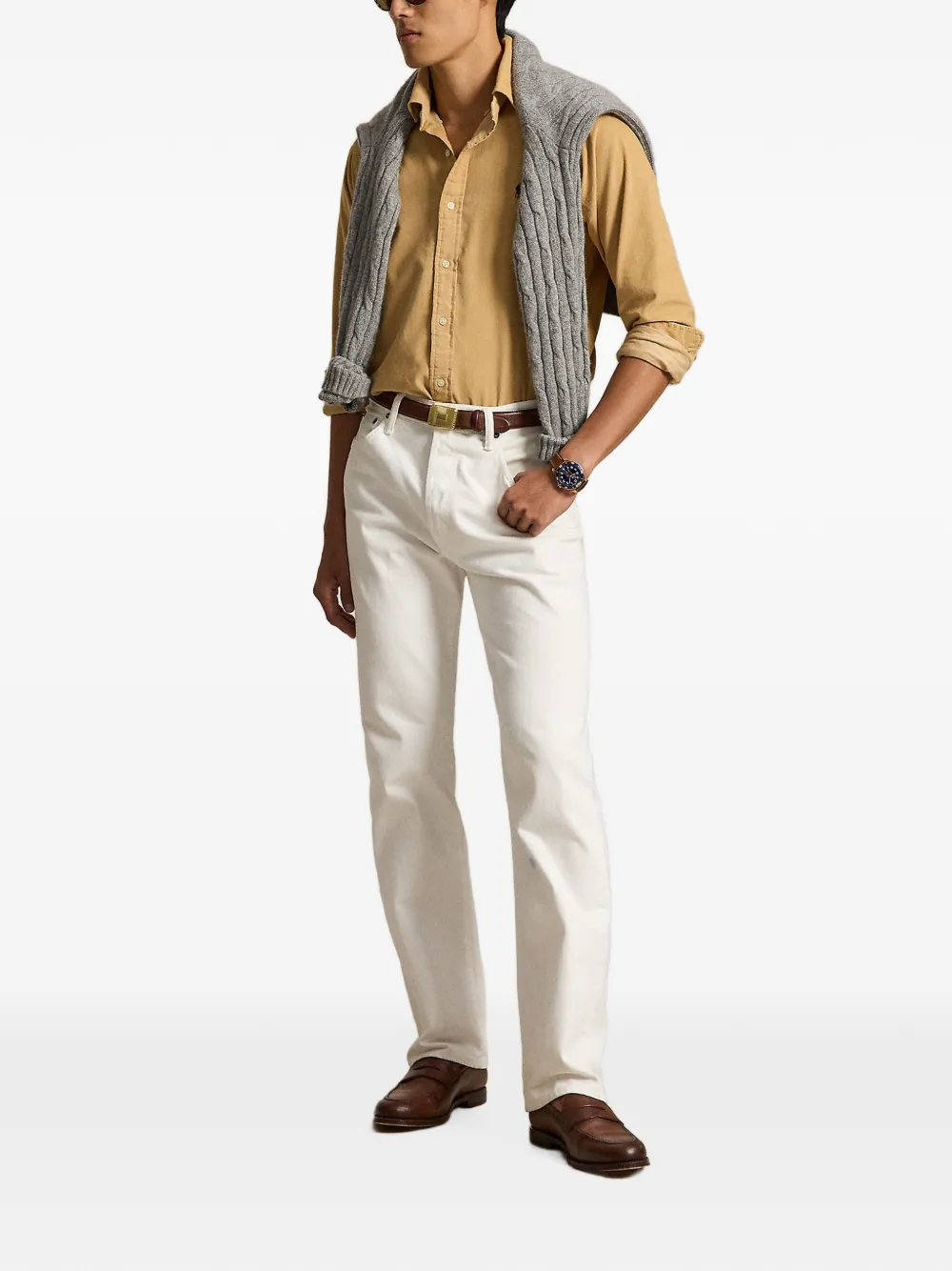 Polo Ralph Lauren Custom Fit ribfluwelen overhemd Beige