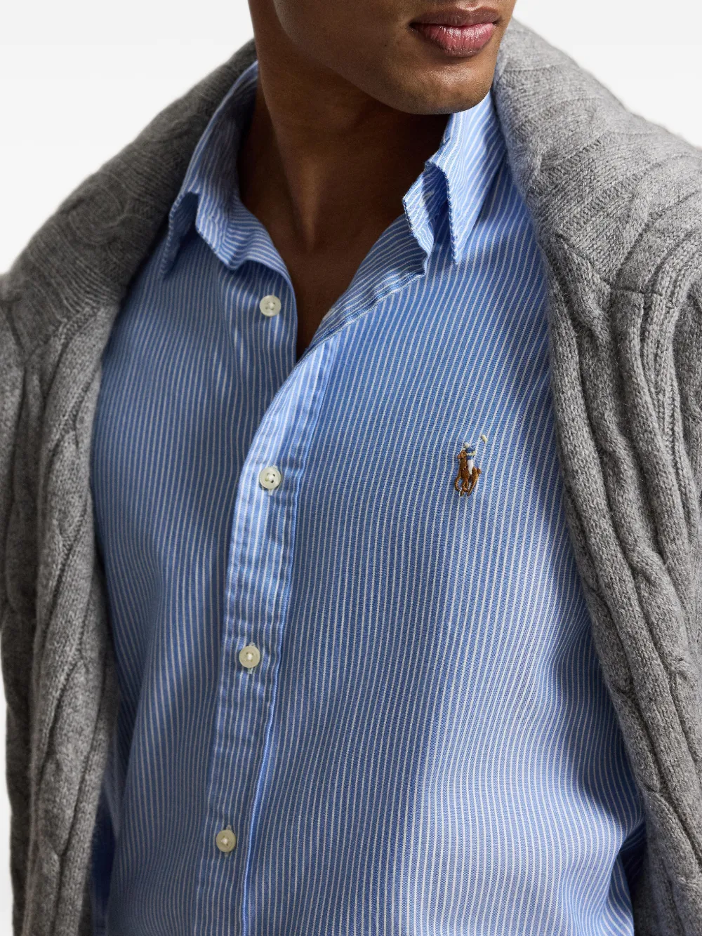 Polo Ralph Lauren Oxford gestreept overhemd met stretch Blauw