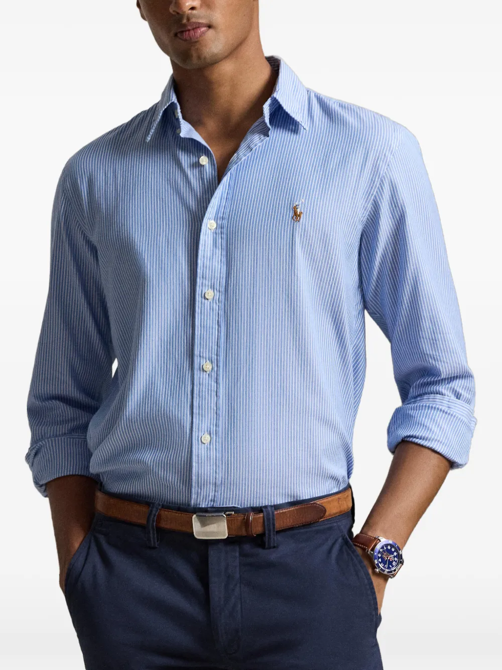 Polo Ralph Lauren Oxford gestreept overhemd met stretch Blauw