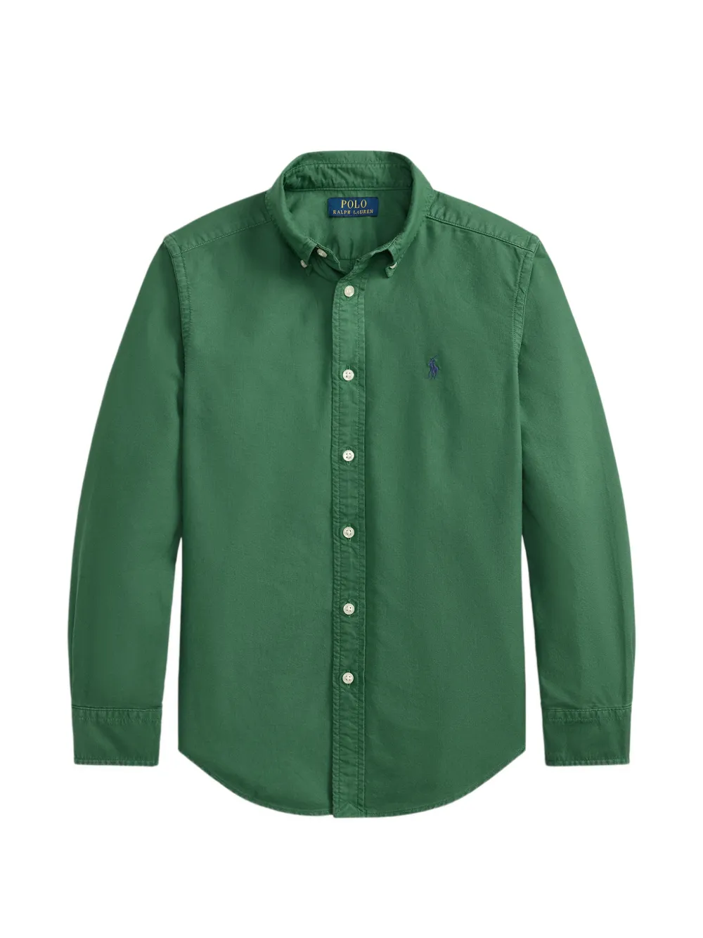 POLO RALPH LAUREN KIDS garment-dyed cotton Oxford shirt - Verde