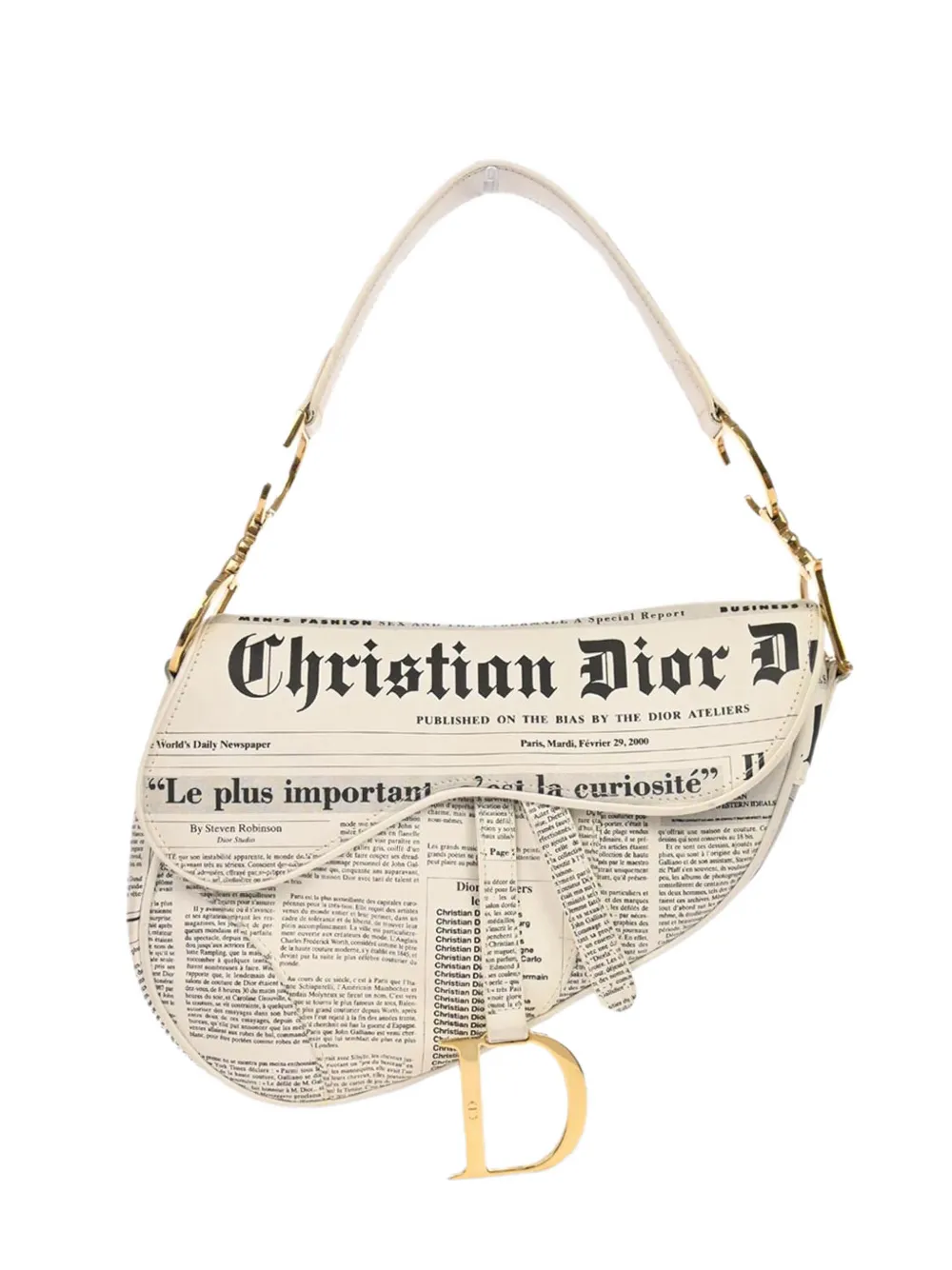 Christian Dior Pre-Owned 2000 Saddle newspaper-print handbag - Weiß