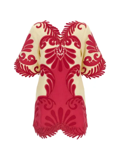 FARM Rio Spring Arabesc embroidered mini dress