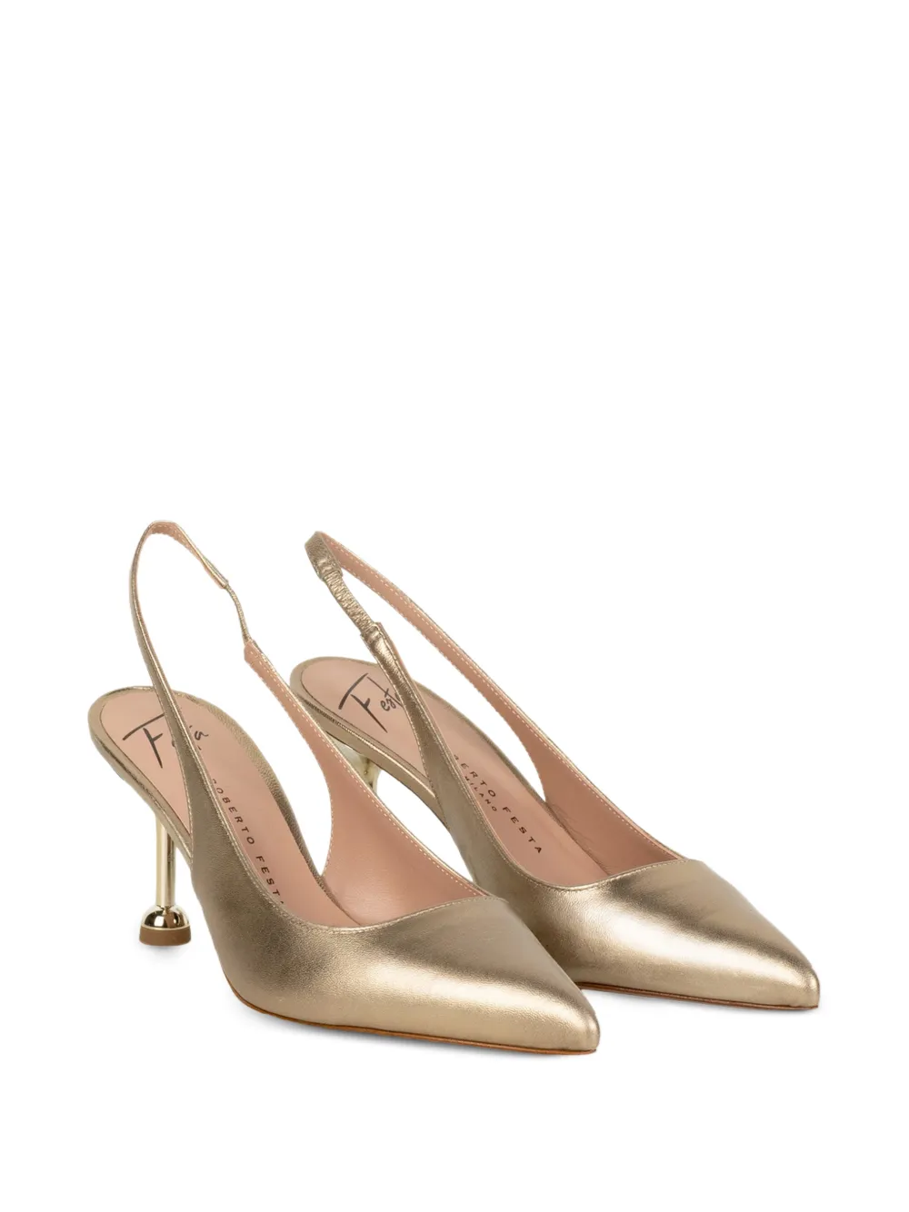Roberto Festa Metallic slingbacks pumps Goud