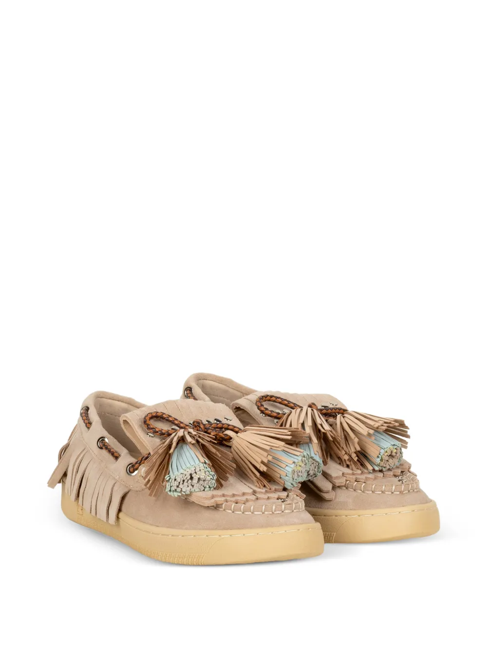 Elena Iachi tassel-detail fringed loafers Beige