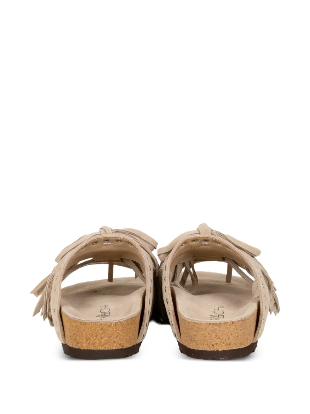 Elena Iachi fringed studded sandals Beige