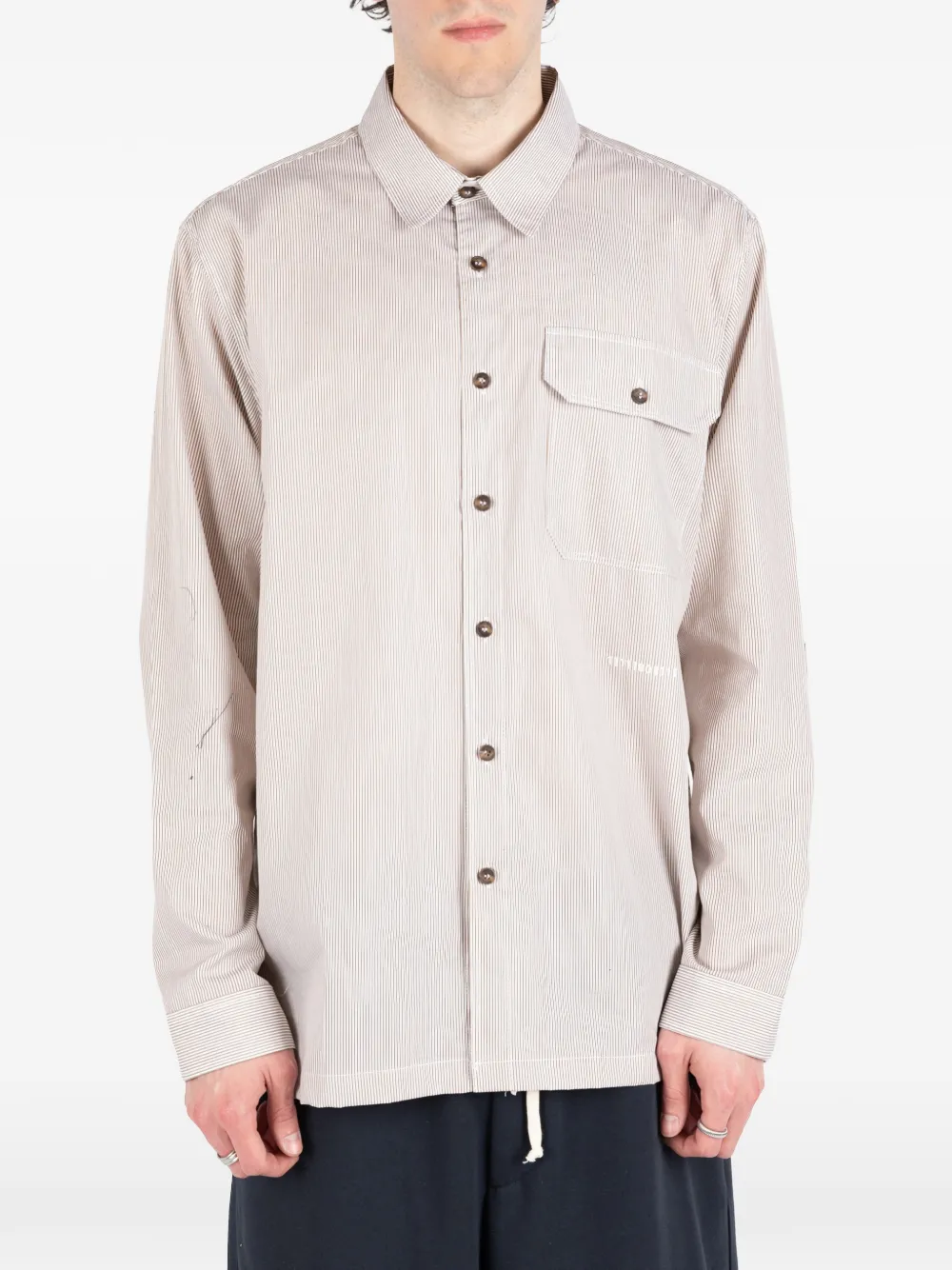 Société Anonyme Deadline striped patch-pocket shirt - Marrone