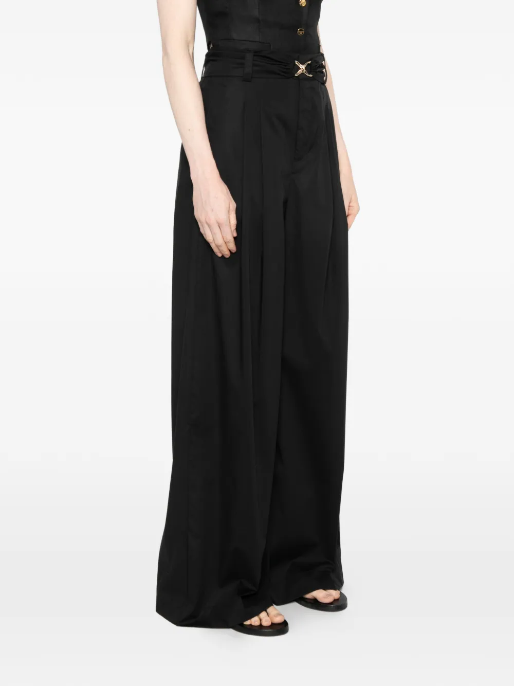 TWINSET Broek met wijde pijpen Zwart