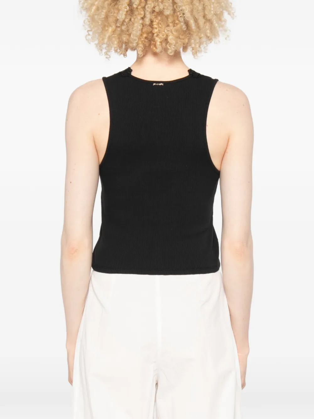 TWINSET Geribbelde top met kanten afwerking Zwart